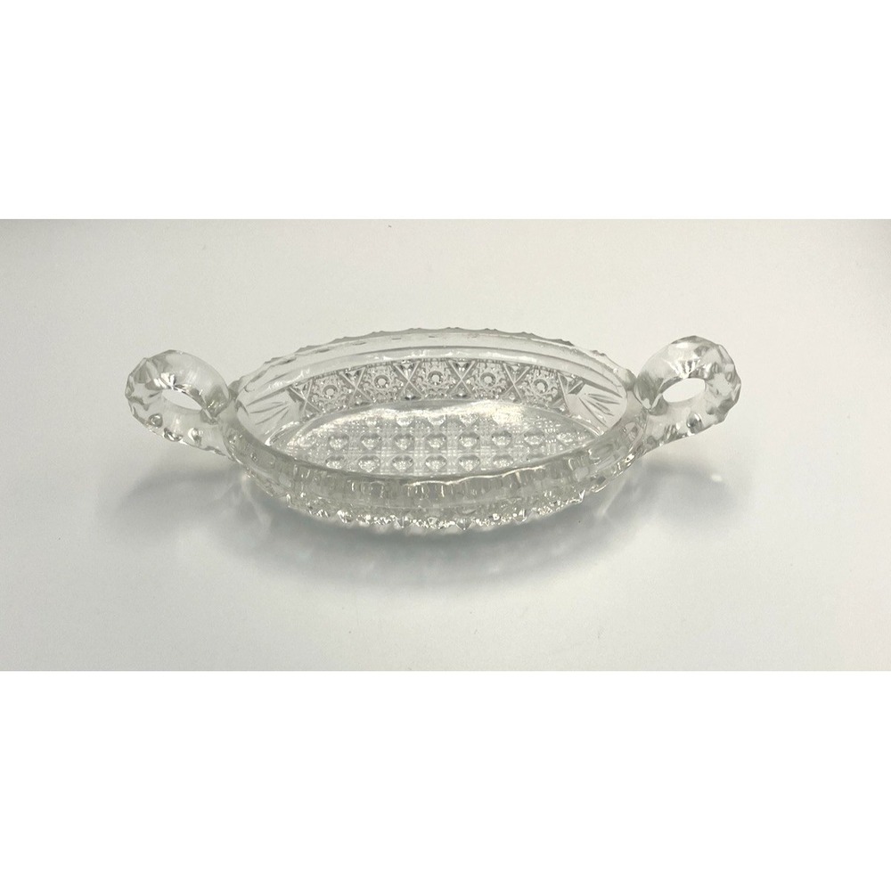 Vtg EAPG Imperial Nucut Pickle Relish Olive‎ Candy Trinket Dish Double Handles